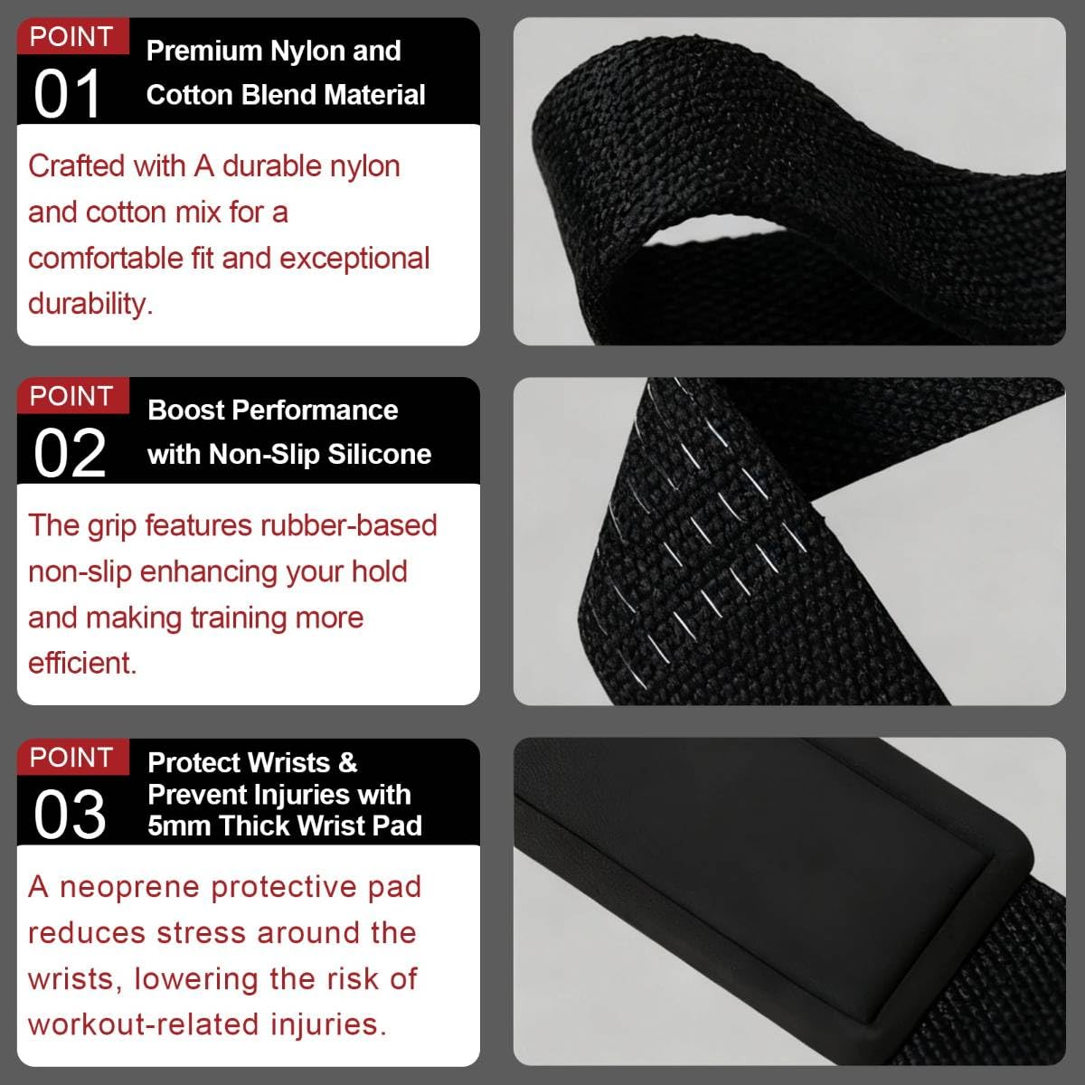 Vtrbwze Gym Lifting Straps for Weightlifting & Deadlift - Non-Slip Silicone Grip, Padded Wrist Support for Bodybuilding, Workout & Strength Training, Unisex Design for Men & Women (black)