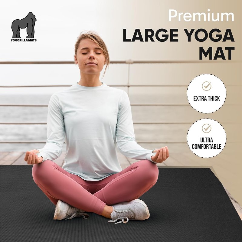 Gorilla Mats Large Yoga Mat - Extra Thick Non-Slip 6'x4' & 7'x5' Workout Mat | Ultra Comfortable Home Gym Flooring