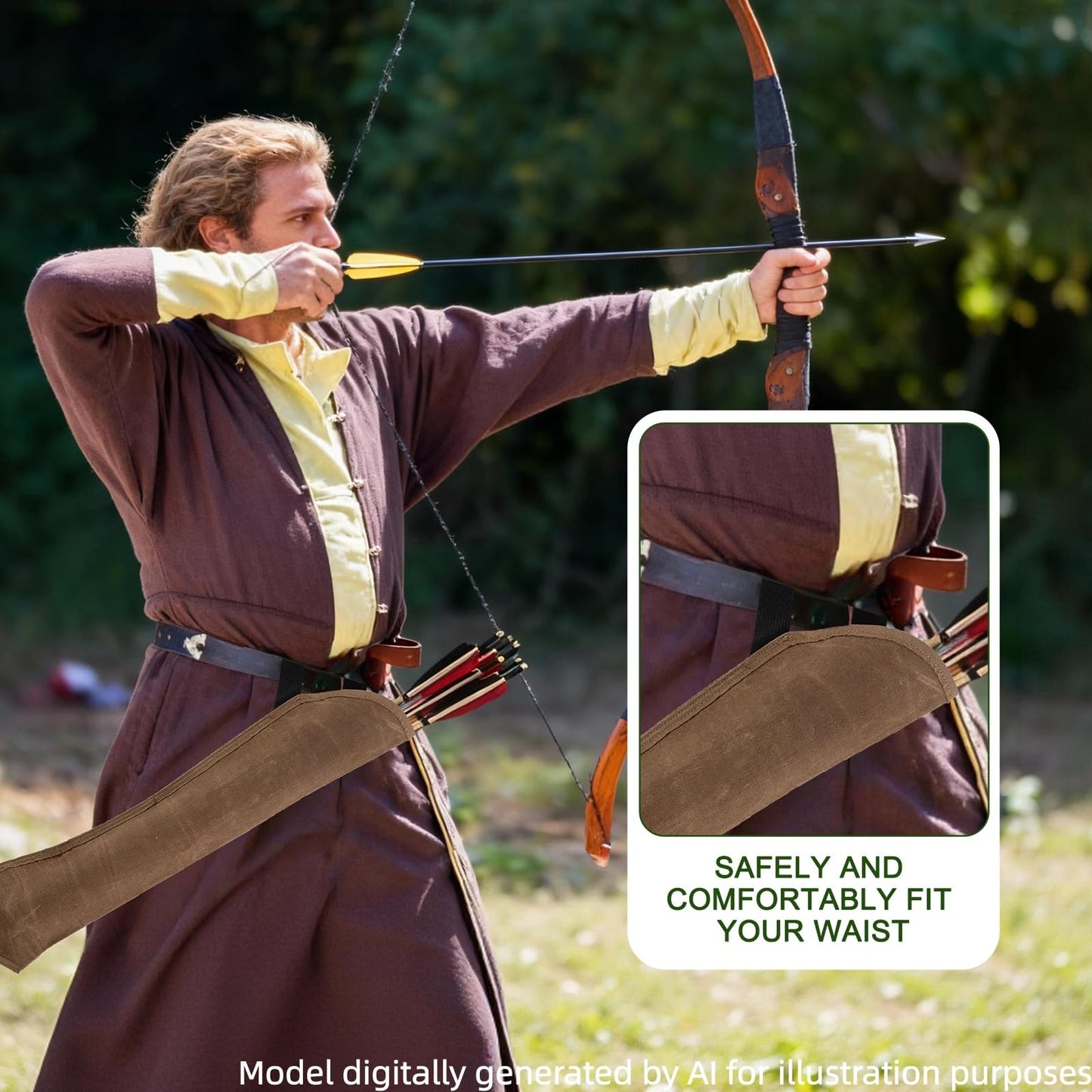 BSLGCTX Archery Recurve Bow Case, Soft Archery Bag, Elastic Recurve Bow and Longbow Storage Bags,Waxed Canvas Quiver Costume, Handmade Archer Accessories for Training and Competitions.