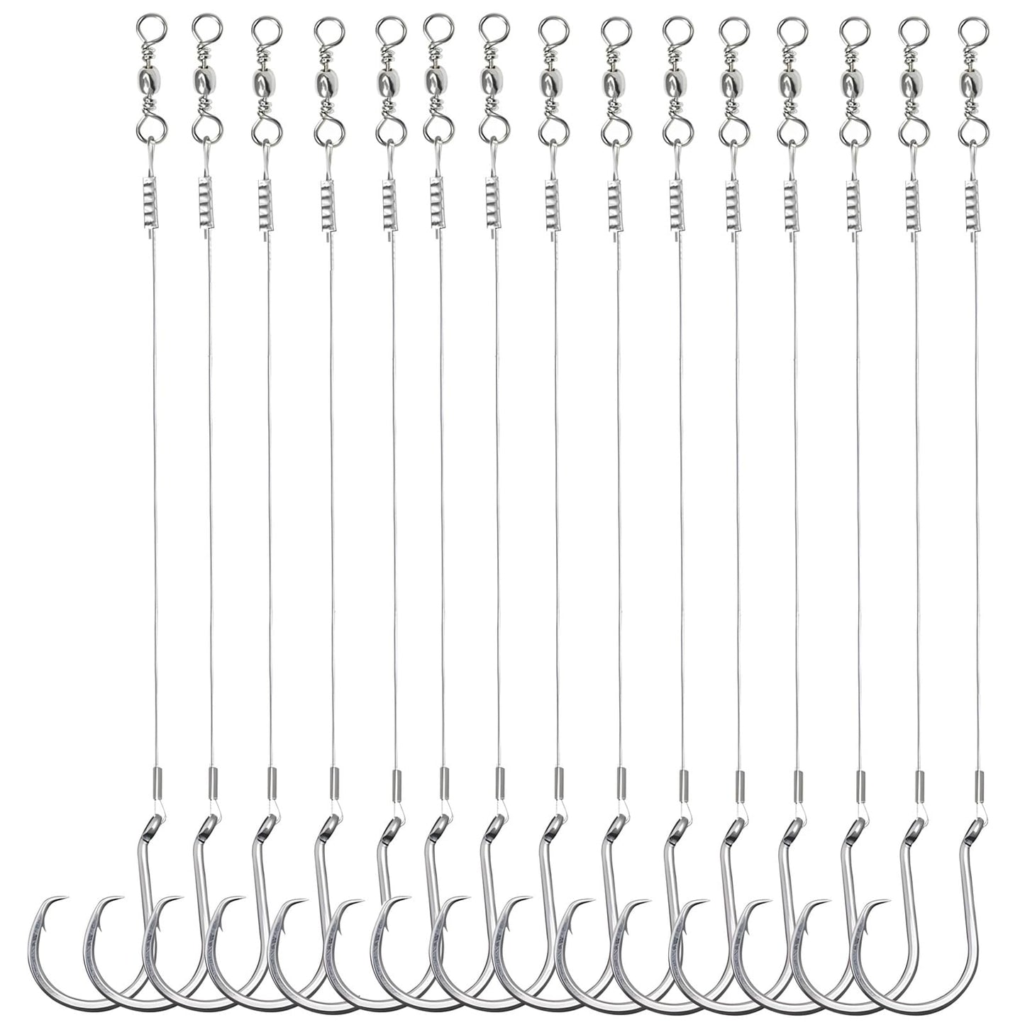 YOTO Circle Hook Rigs, 25PCS Saltwater Steel Octopus Hooks with Leader Wire – Ready-to-Fish Setup for Catfish and Bass