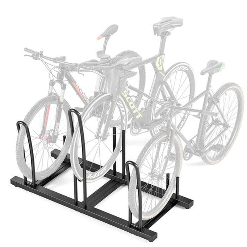 CXWXC 1-3 Bicycle Stand - Bike Floor Parking Stand for Garage/Home - Bike Storage Rack Mountain Road Bikes Kids Bike and BMX Bikes (for 3 Bikes)