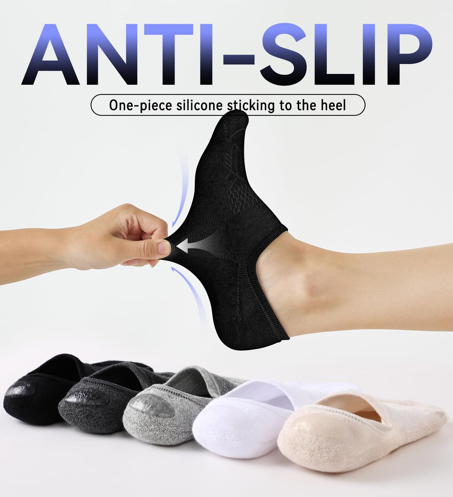 FITRELL No Show Socks Womens and Men - Athletic Cushioned Low Cut Ankle Socks Invisible Non-slip Liner Running, 8 Pairs Basic Black+White, Small