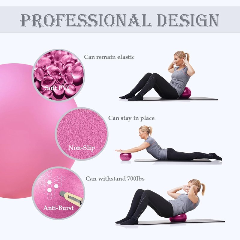Soft Exercise Ball - Anti-Burst Yoga Ball Chair Supports Up to 2200lbs | Durable and Comfortable