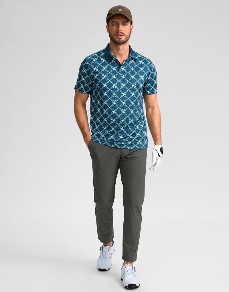 Men's Golf Polo Shirt - Short Sleeve Dry Fit Performance | Moisture-Wicking Casual Print