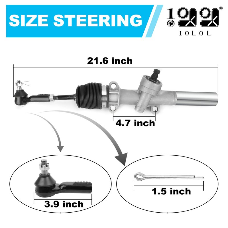 9.99WORLD MALL Steering Rack, Golf Cart Steering Gear Box Assembly for EZGO TXT (2001-UP) Gas/Electric, Replaced Part 70964G01, 70964-G01, with Ball Joint and Latch