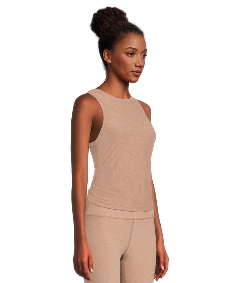 Beyond Yoga Women's Featherweight Your Fit Shirred Tank Desert Sand Heather Small