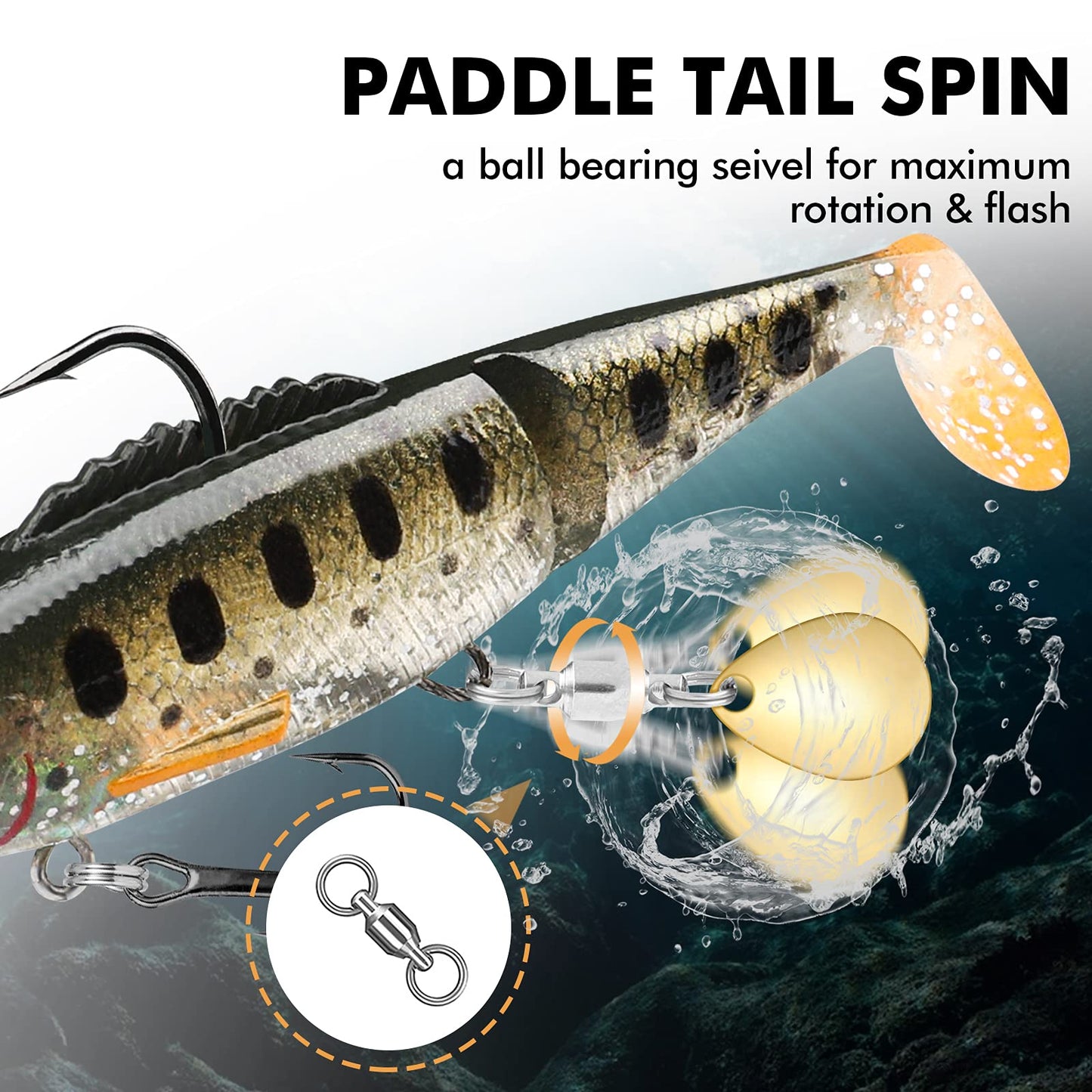 TRUSCEND Fishing Lures for Bass Trout Jighead Lures Paddle Tail Swimbaits Soft Fishing Baits Freshwater Saltwater Jigging Bass Fishing Gear Gifts for Men
