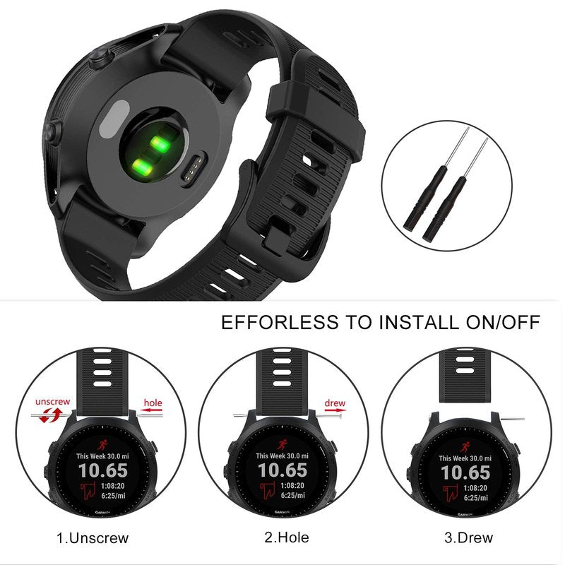 ISABAKE Watch Band for Garmin Forerunner 935/945/955/965/745, 22mm Silicone Replacement Wristband for Fenix 5 Plus/Fenix 6 Pro/Approach S60