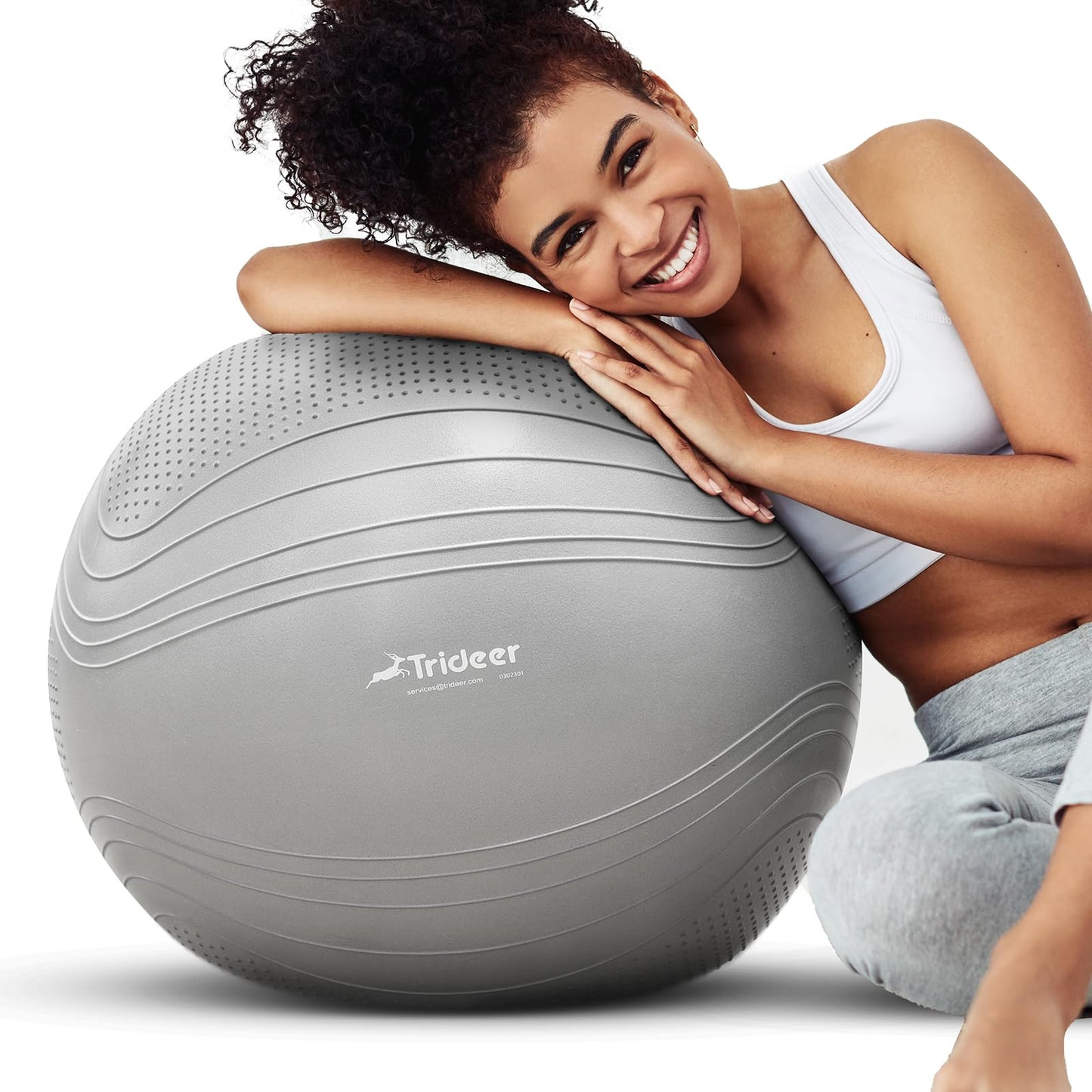 Trideer Exercise Ball Stability Ball - Non-Slip Bumps & Lines Yoga Ball, Anti-Burst Swiss Ball for Fitness, Balance, Gym and Physical Therapy, Home Workout Equipment or Office Ball Chair