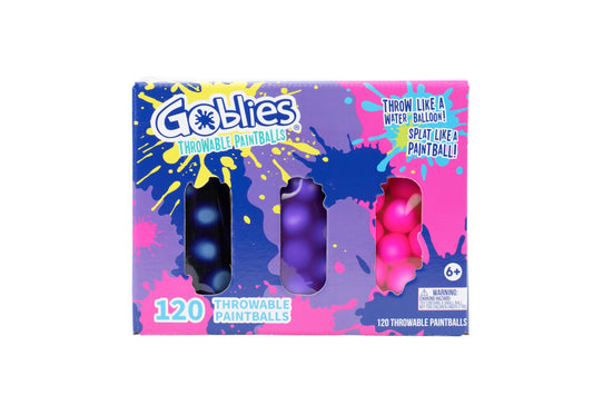 Goblies - Throwable Paintballs. Washable, Nontoxic, Plant-Based Toy for Outdoor Fun Games for Kids 6+. Pack of 3 (120 Count, Indigo/Violet/Pink)