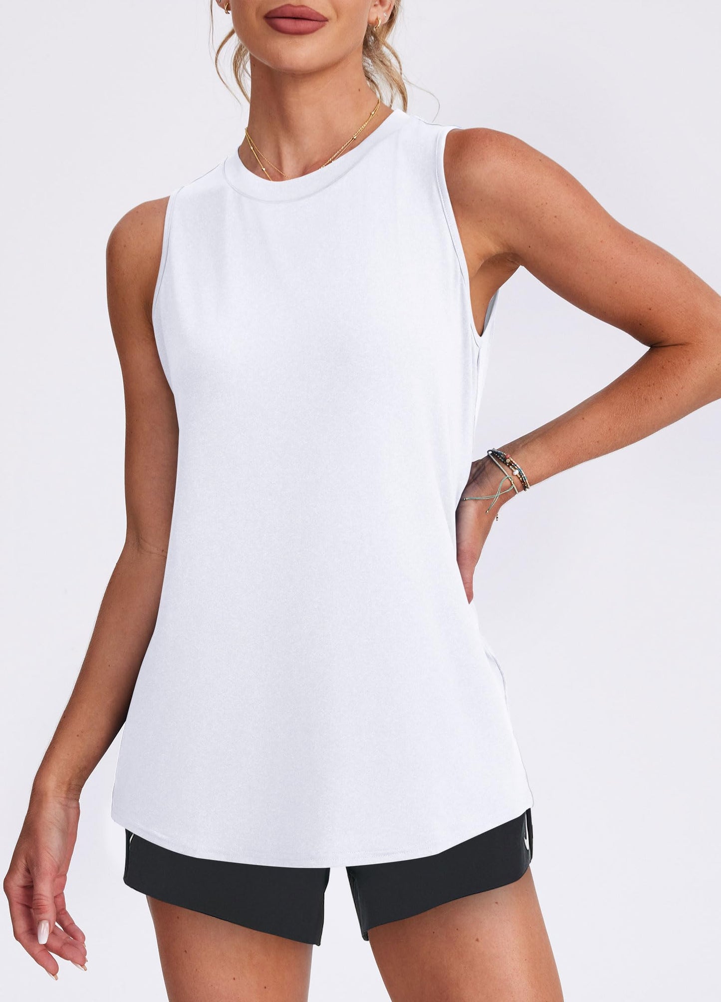 XIEERDUO Womens Summer Tops Sleeveless Workout Tops for Women Beach Vacation Essentials White XXL