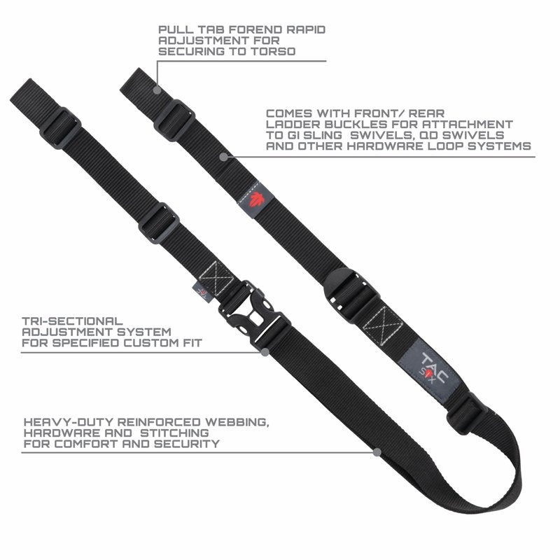 Allen Company Tac-Six Citadel Double Point Firearm Sling, w/Ladder Buckles, Black