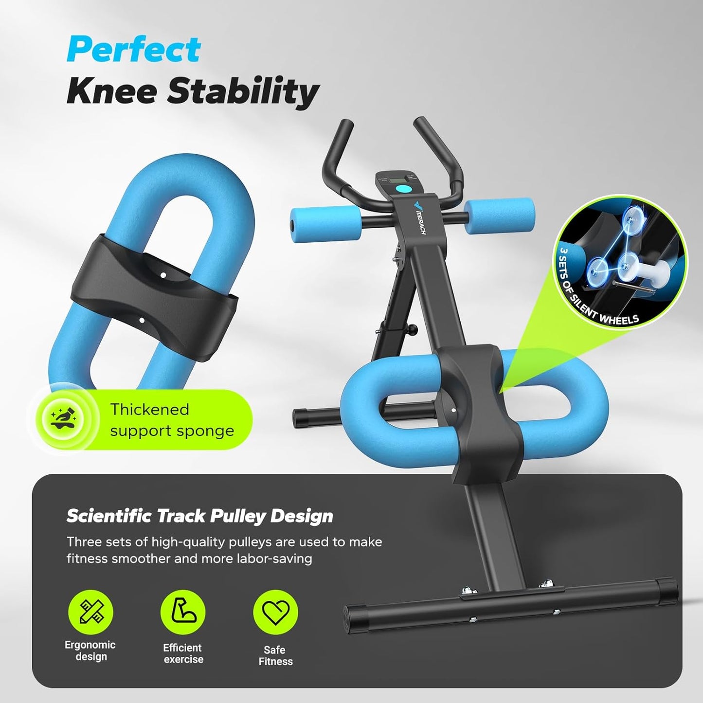 MERACH Ab Machine - Adjustable Ab Trainer for Home Workouts | Foldable Design with Knee Protection