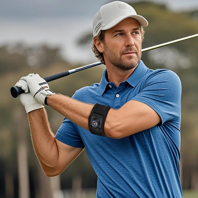 Tennis Elbow Brace - Adjustable Support for Tendonitis & Golfer's Elbow | Black, One Size Regular