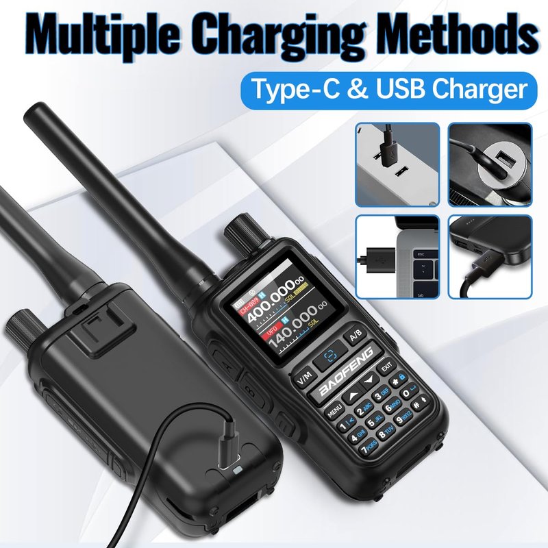BAOFENG Radio UV-5R MINI Ham Radio Handheld UV5R Long Range Walkie Talkies Rechargeable Emergency NOAA Weather Two Way Radios APP Programming Dual PTT USB-C Charger for Hiking Survival Gear,2 Pack