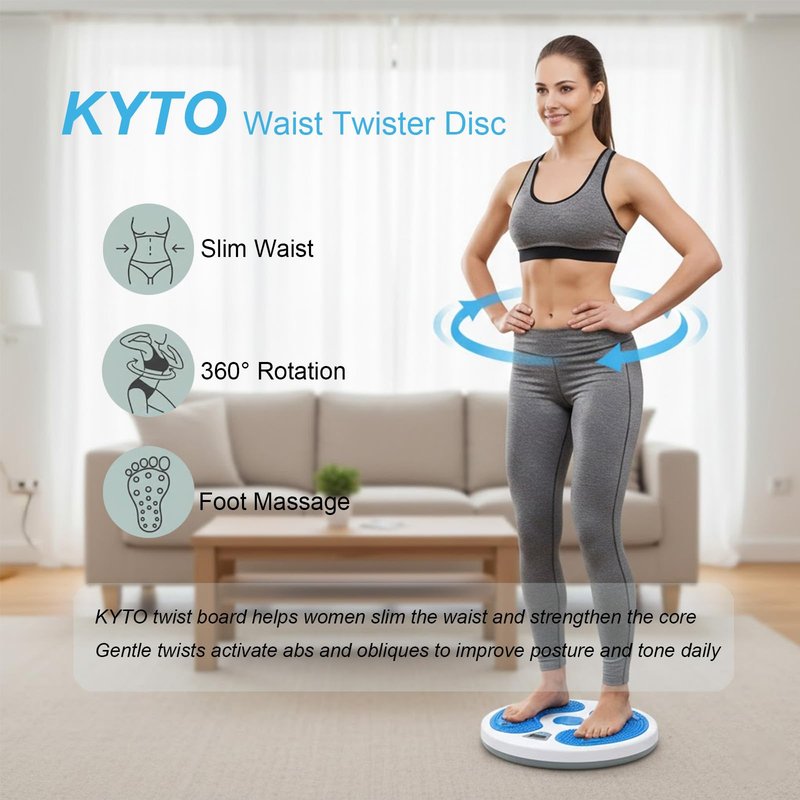 KYTO Waist Twister Disc, 360° Rotation Core Trainer Board with Digital Counter, Non-Slip Foot Massage Twist Board, Abdominal Workout Body Shaping Equipment for Home Office Indoor Fitness
