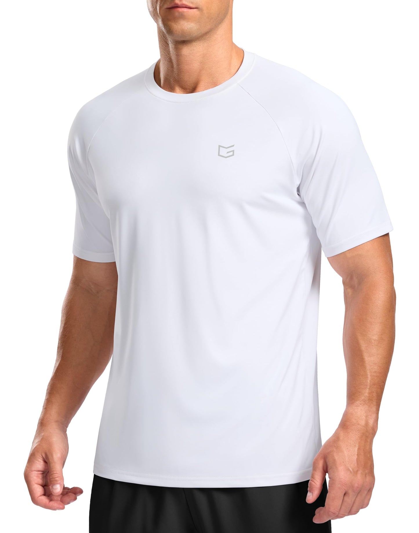 G Gradual Men's Athletic Workout T-Shirts Moisture Wicking Cooling Running Shirts Short Sleeve Performance Tee for Gym Tennis(White,M)