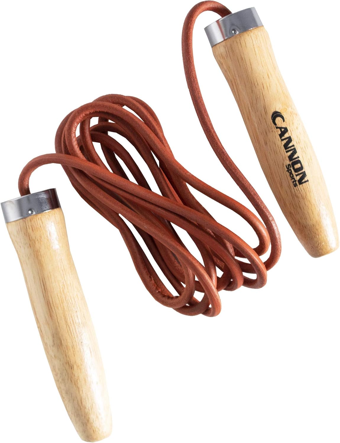 Cannon Sports Leather Jump Rope - Easy-Grip Wooden Handles & Ball Bearings | Speed Rope for Cardio, Boxing & Cross Training