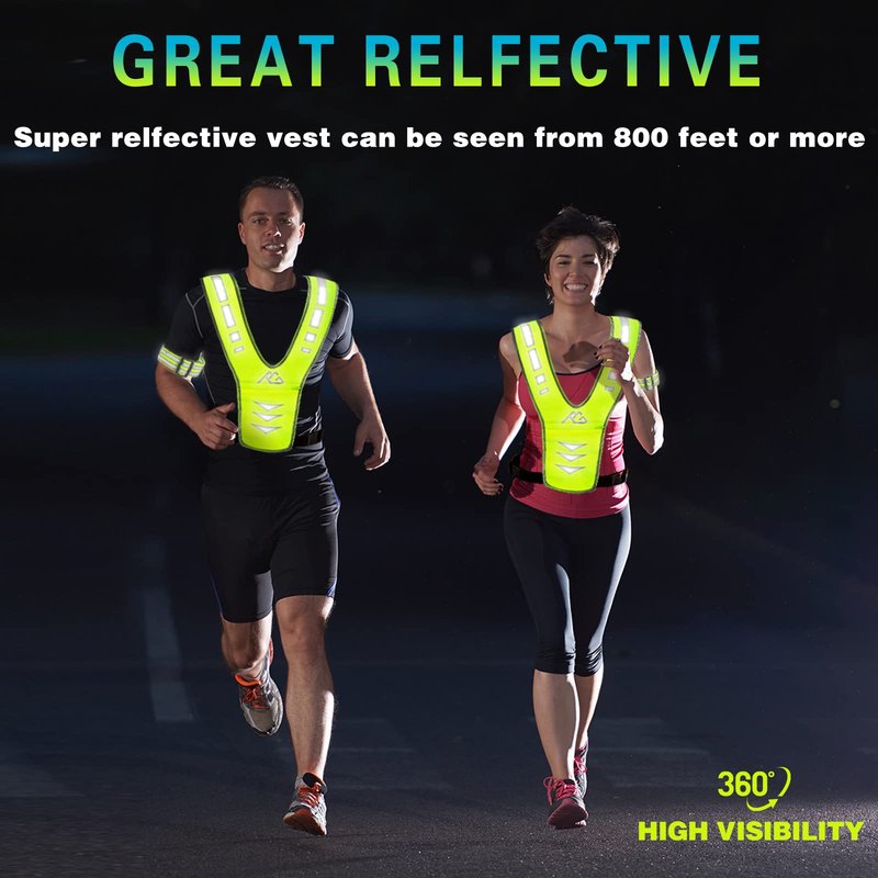 GoxRunx Reflective Running Vest Gear for Women Men Kids, Safety Reflective Vest for Night Cycling Walking Bicycle (Green)