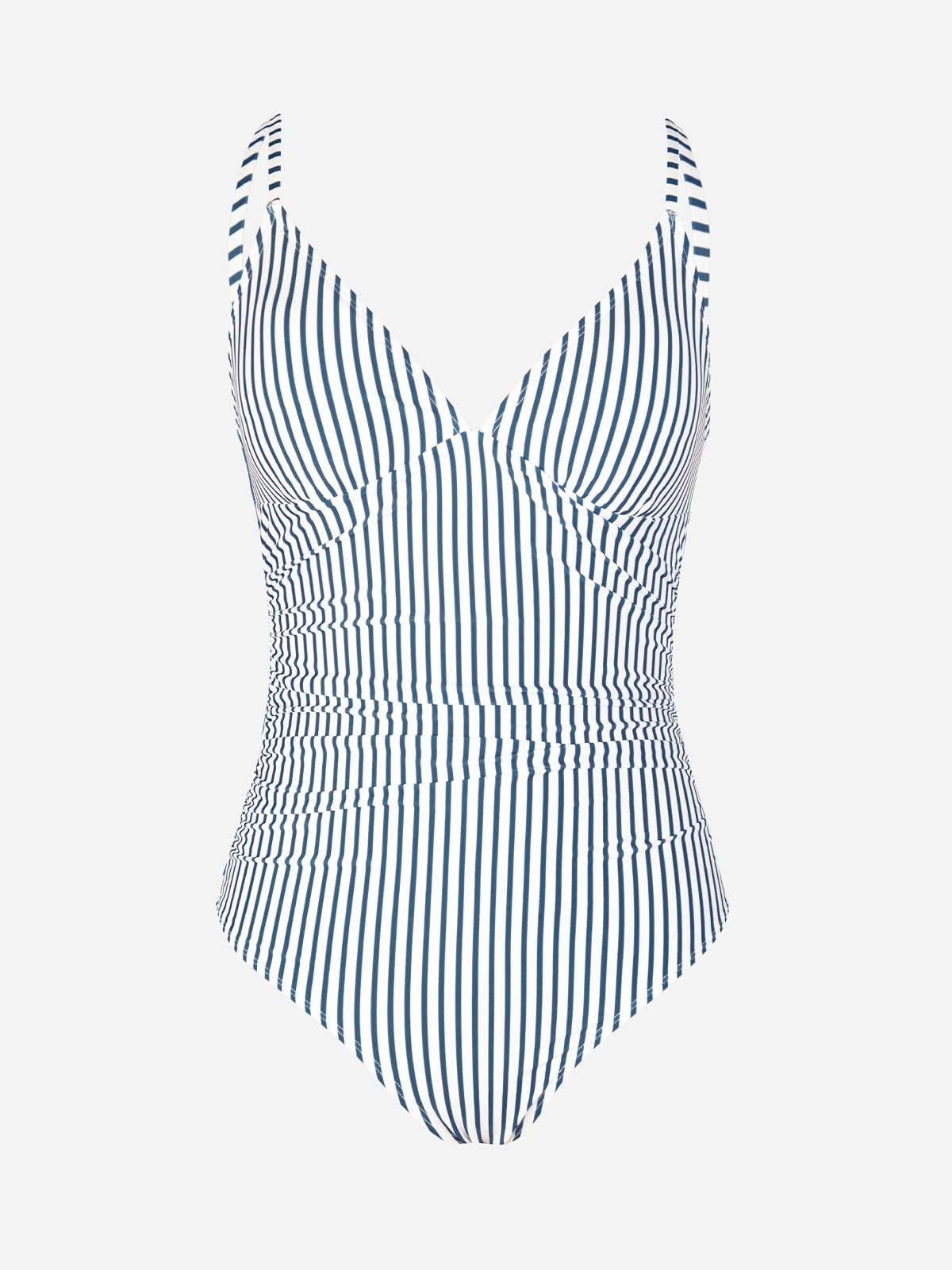 CUPSHE Women One Piece Swimsuit Bathing Suits Stripe Deep V Neck Tummy Control Low Back Adjustable Straps XS