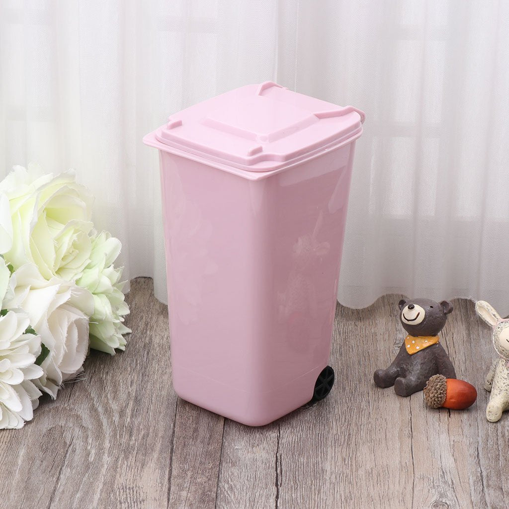 Wheelie Trash Can Pen Holder Storage Bin Desktop Organizer Garbage Bucket Trash Can Kitchen 13 Gallon