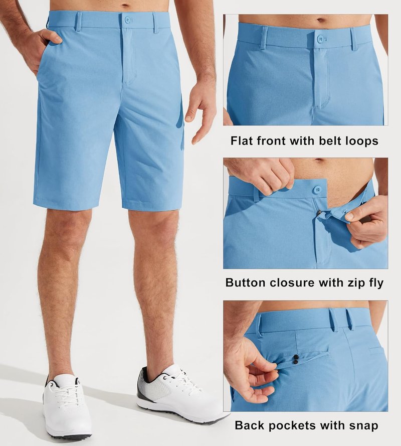 Libin Men's Golf Shorts - Lightweight Quick-Dry Casual Flat Front Hybrid | 7"/9" Sizes Available