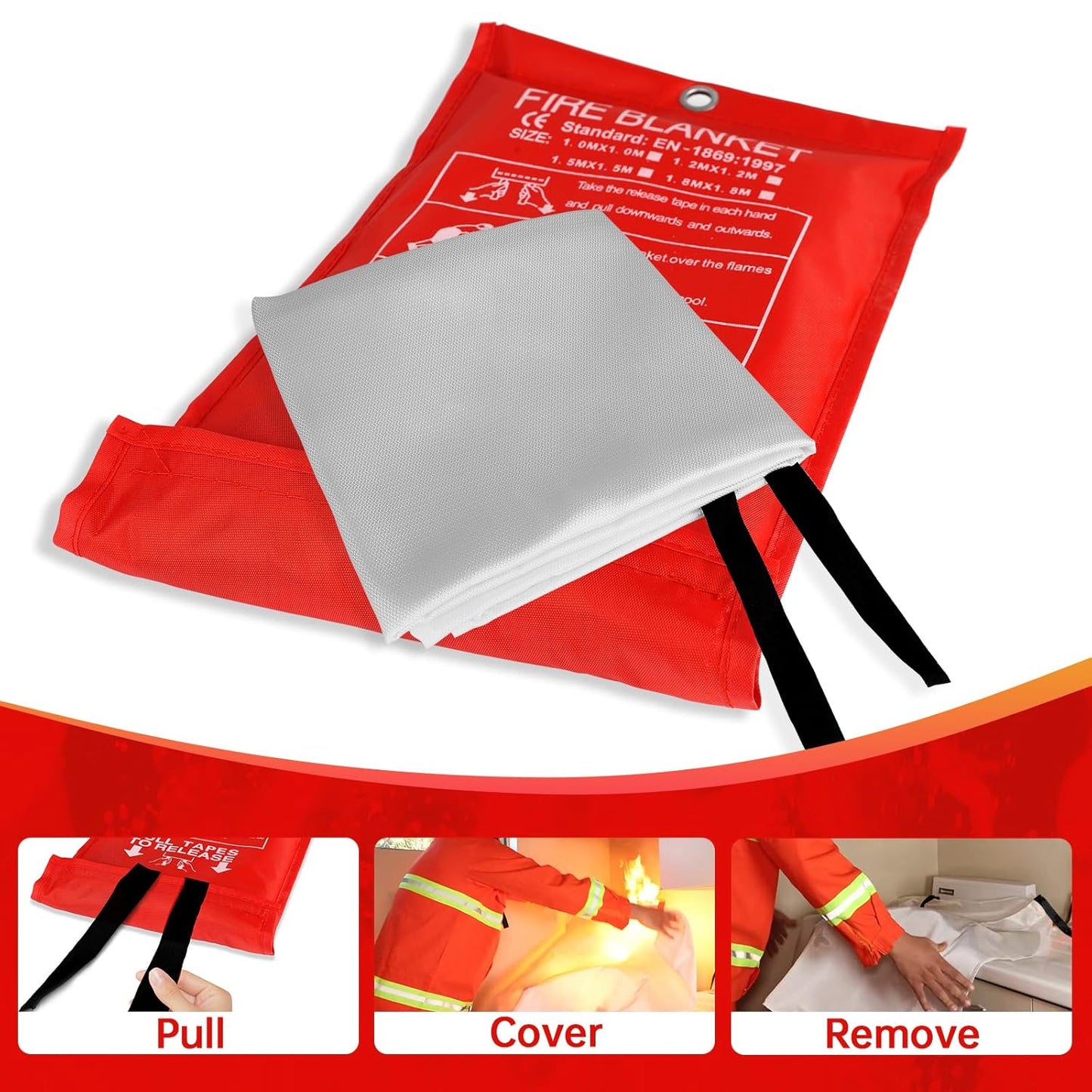 Fire Blankets - 8-Pack 40"x40" Emergency Safety Blankets for Home, Kitchen & Office