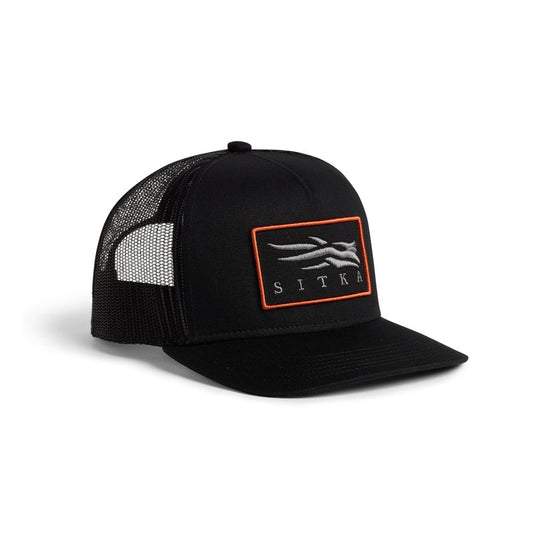 SITKA Icon Patch Hi Pro Trucker Hat - Adjustable Outdoor Snap Back Hunting Fishing Hat for Men, Black, One Size Fits All