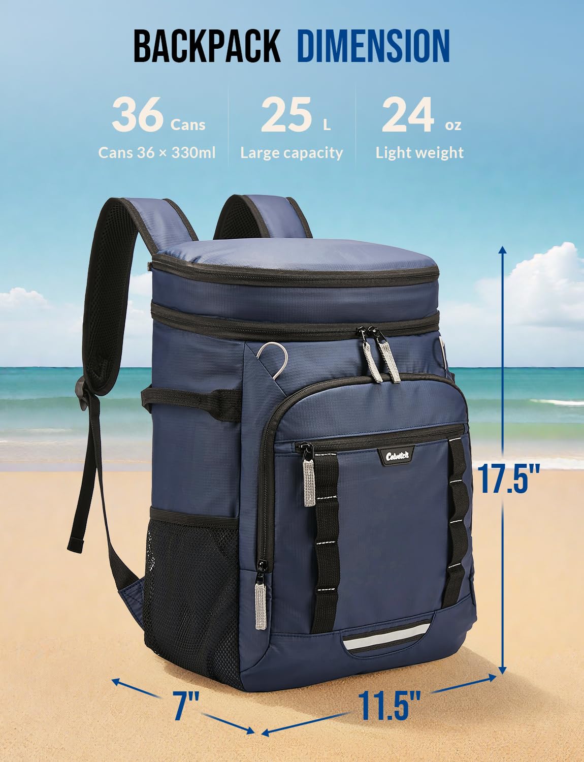 Celvetch Backpack Cooler Insulated Leak Proof 36/40 Cans Large Capacity Soft Insulated Cooler Bag Lightweight Lunch Backpack for Men Women Work Travel Beach Camping Picnic Hiking - Black