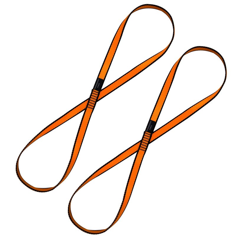 KIKIGOAL 18MM Nylon Climbing Sling Runner 23KN CE2008/EN566 Rock Climbing Webbing Straps for Outdoor Climbing, Rappelling, Swing, Yoga Hammock etc (120 CM/48 Inch, 3PCS ORANGE)