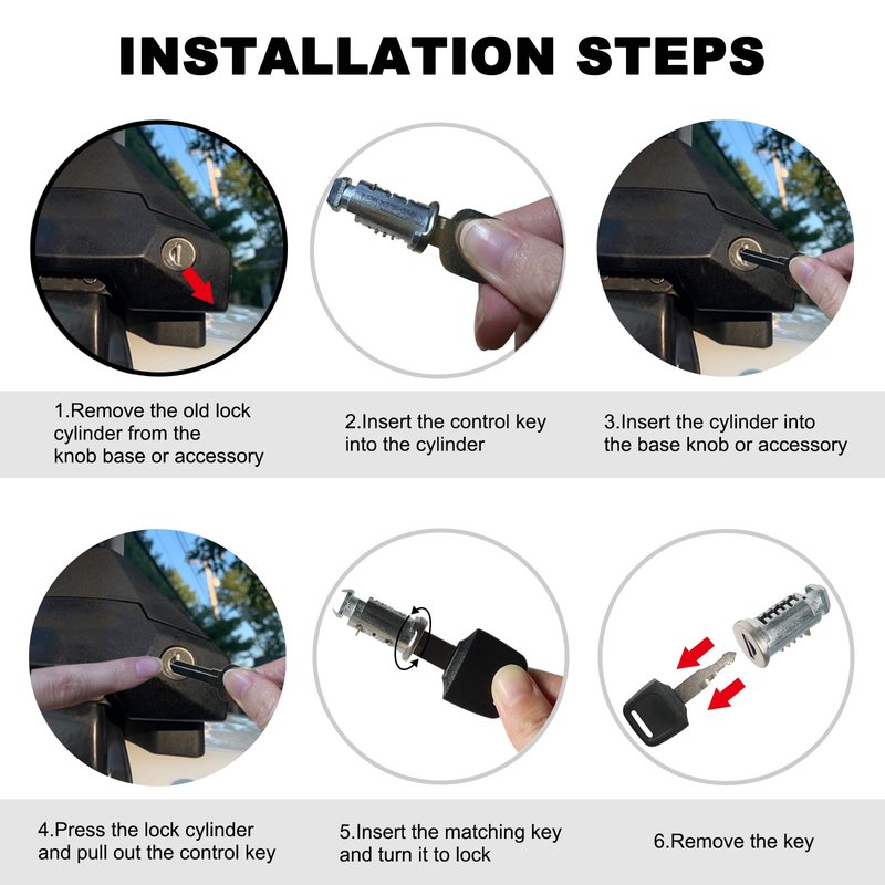 JXSDFP 4 Pack Lock Cores Compatible with Thule Roof Racks Components, Includes 4 Cores, 2 Keys and A Control Key (4 Pack)