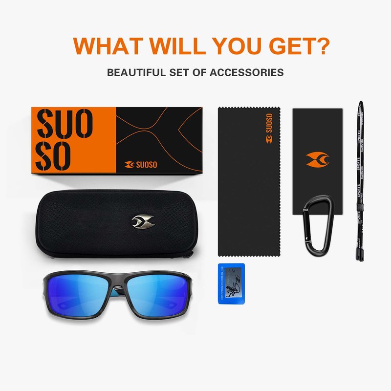 suoso Sports Polarized Sunglasses for Men: Women UV400 Protection Wrap Around Sun Glasses for Golf Fishing Running Driving