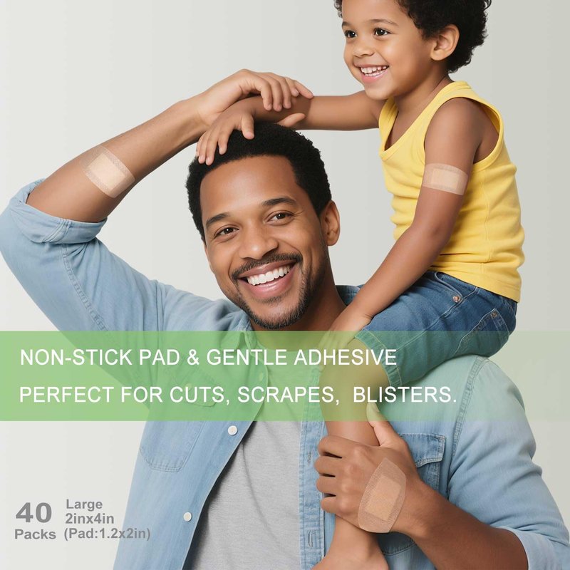 NeuHeils Silicone Bandages for Sensitive Skin, Large 2x4 Inch (40 Count) | Hypoallergenic & Waterproof Wound Care | Pain-Free Removal, Non-Stick Pad, Gentle for Fragile Skin