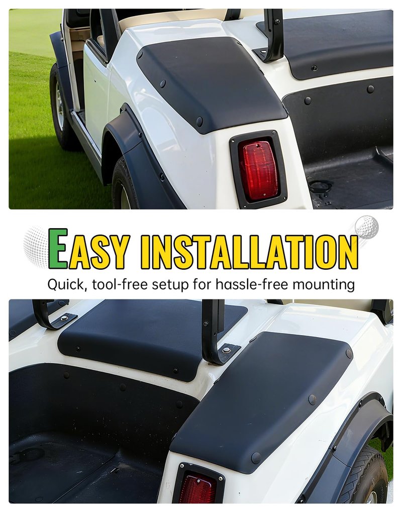 Heavy Duty Plastic Scuff Guard Pad Rear Seat Step Cover Compatible with Club Car DS Golf Cart 1981+ Accessories, Protection Panel, OEM #101706702 2pcs (Driver & Passenger Side)