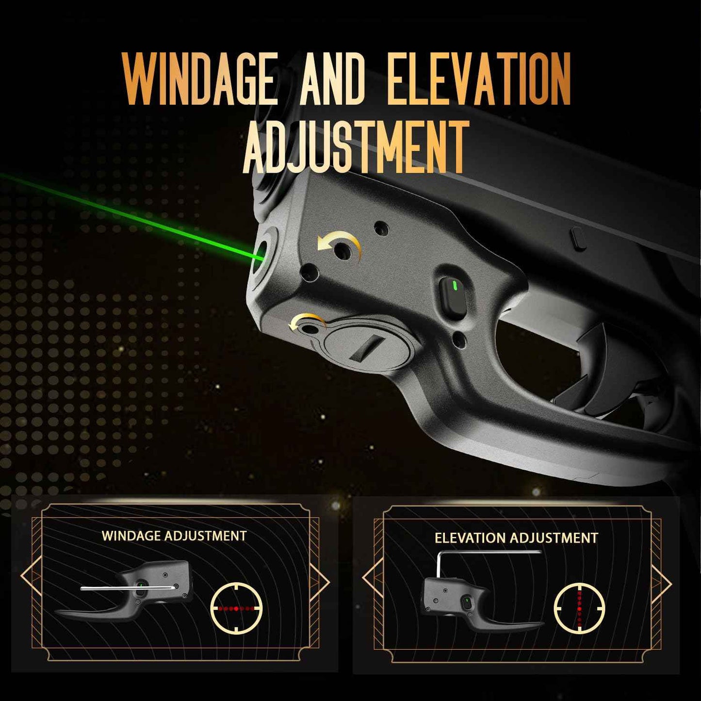 WARRIORLAND Green Laser Sight Fit Glock G42 with Holster Combo, Green Beam Sight with Power Indicator, Custom-Made IWB Kydex Holster Right, Windage and Elevation Adjustment, WLS-105G w/ G42