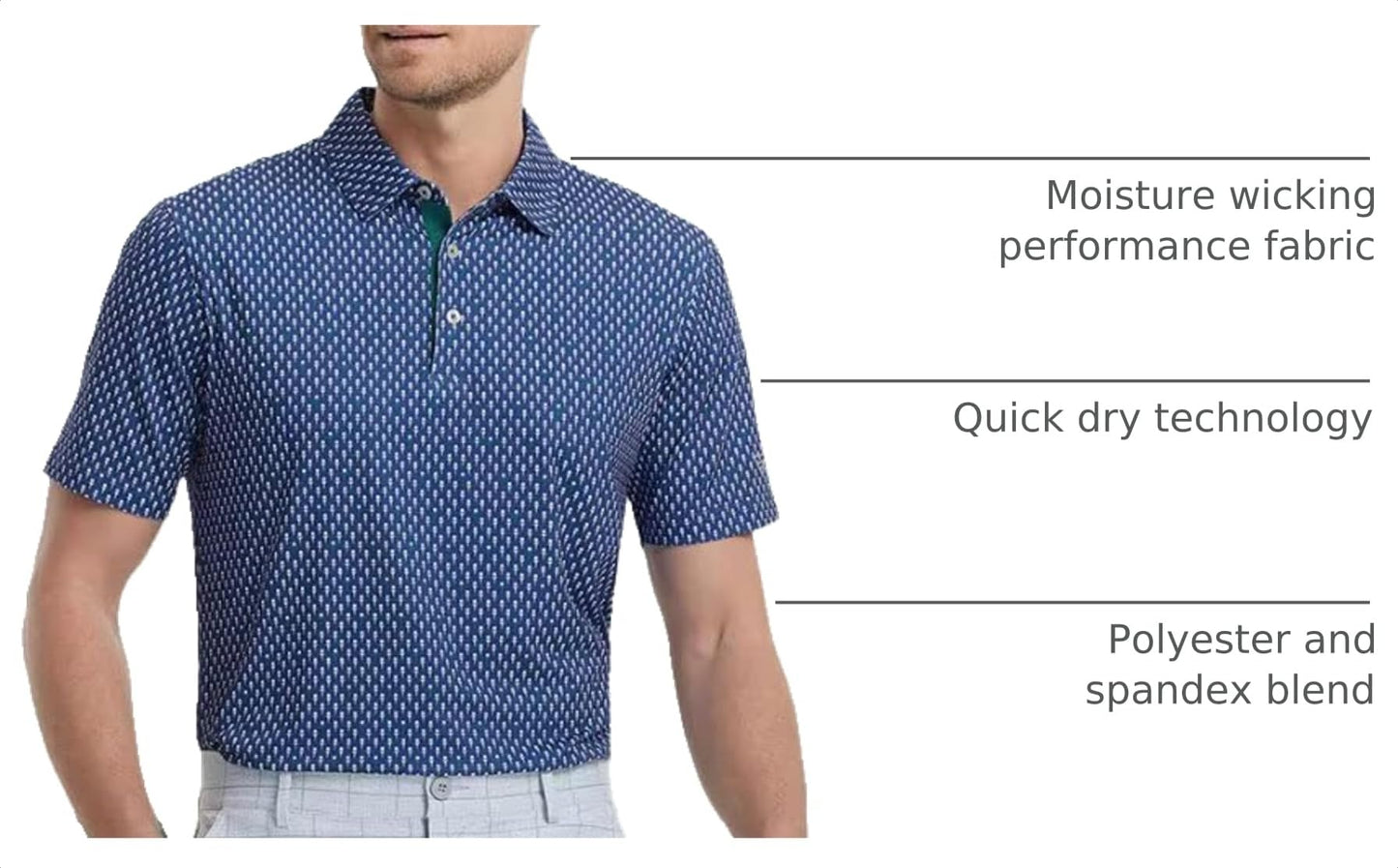 M MAELREG Golf Shirts for Men Dry Fit Print Patterns Performance Moisture Wicking Mens Polo Shirts Short Sleeve