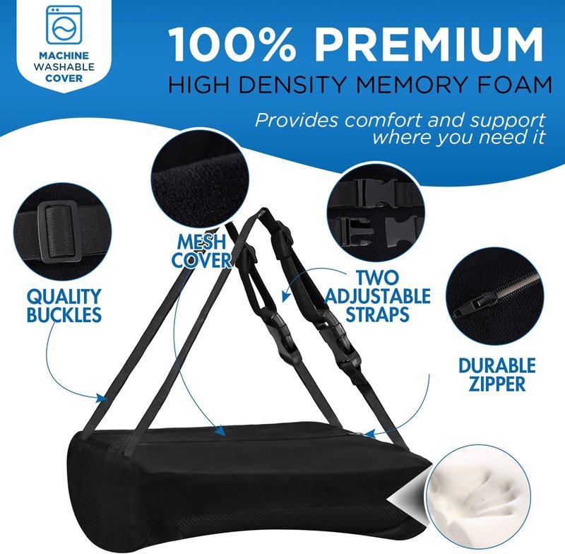 Lumbar Support Pillow - Memory Foam Cushion for Office & Gaming Chair | Ergonomic Back Pain Relief with 3D Mesh Cover