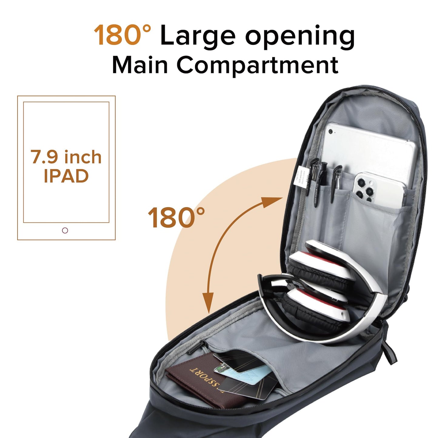 Sling Bag for Men women Anti Theft One Strap Motorcycle Backpack Sling Tactical Chest Bag Daypack Crossbody Backpacks for Casual Travel Hiking Diving Outdoor Sports Grey