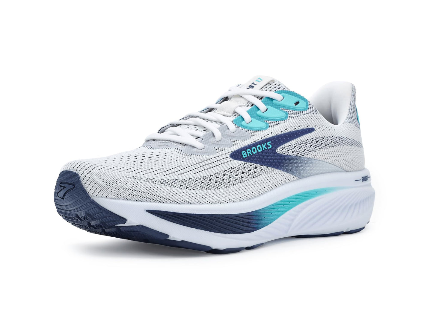 Brooks Men's Ghost 17 White/Beacon Blue/Ipanema 8 Medium