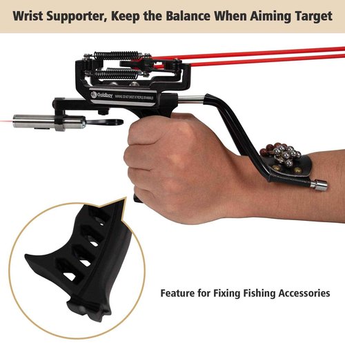 Goldboy Professional Slingshot, Wrist Rocket Slingshot with Red Beam Sight, Hunting Slingshot for Adults with 4 Rubber Bands Replacement and 220 Ammo for Adults