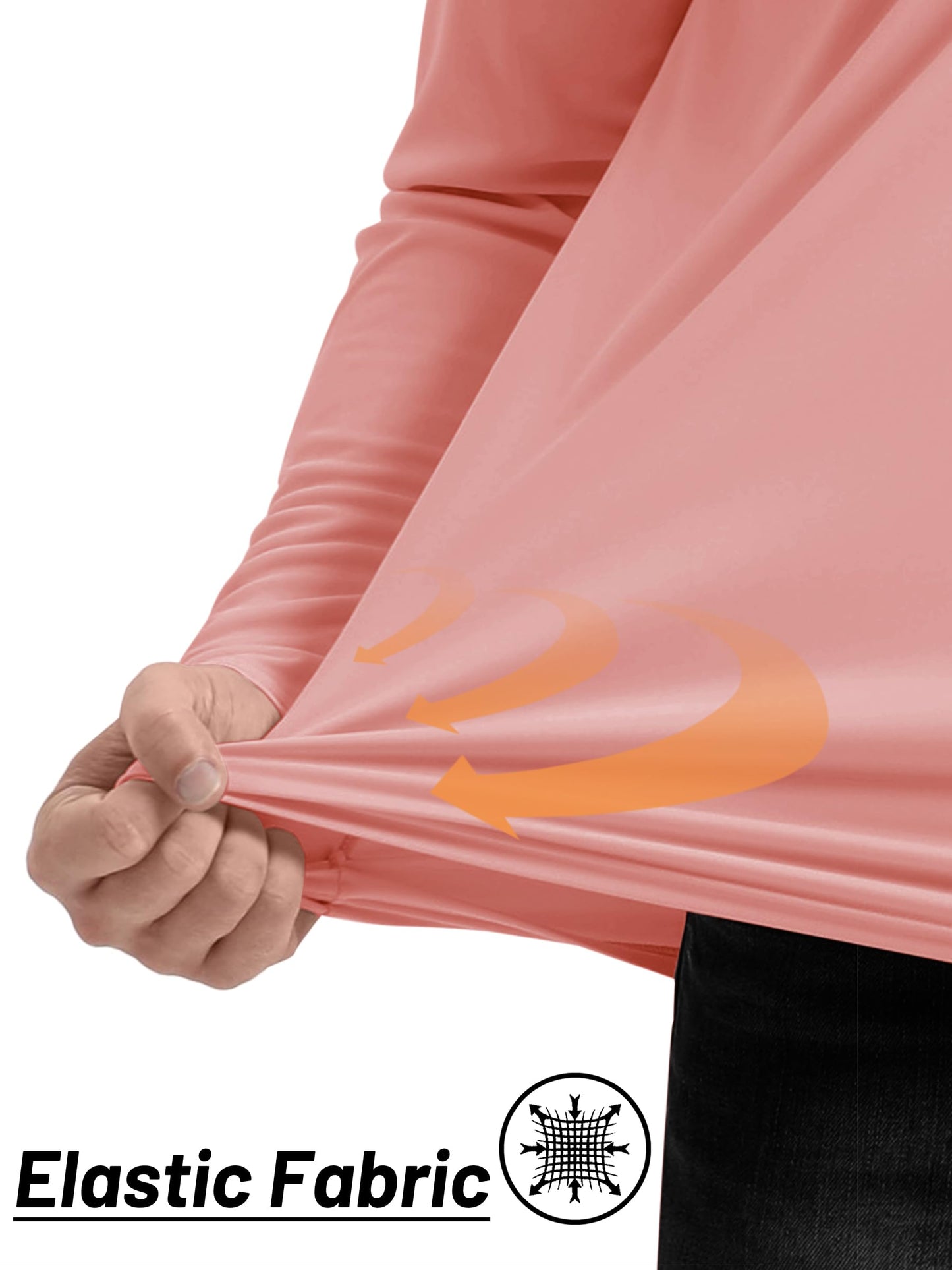 TACVASEN Mens UV Sun Protection Shirts Running Gym Athletic Long Sleeve Shirts for Swim Rash Guard Workout Dry Fit T-Shirts Grey Pink S