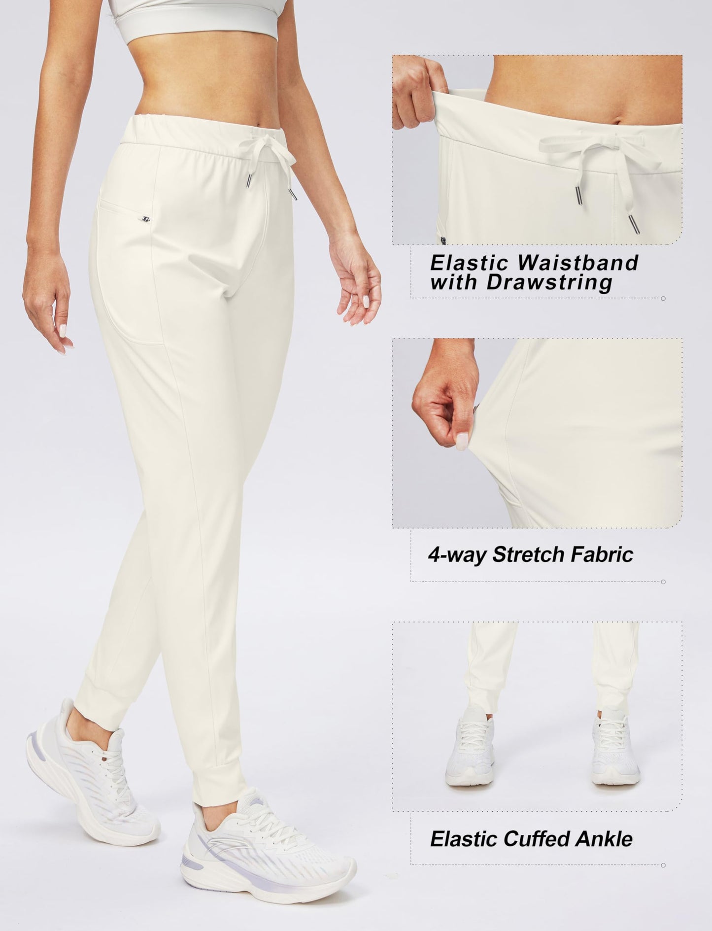 G Gradual Women's Joggers Pants with Zipper Pockets Stretch Tapered Athletic Joggers for Women Lounge, Jogging, Workout