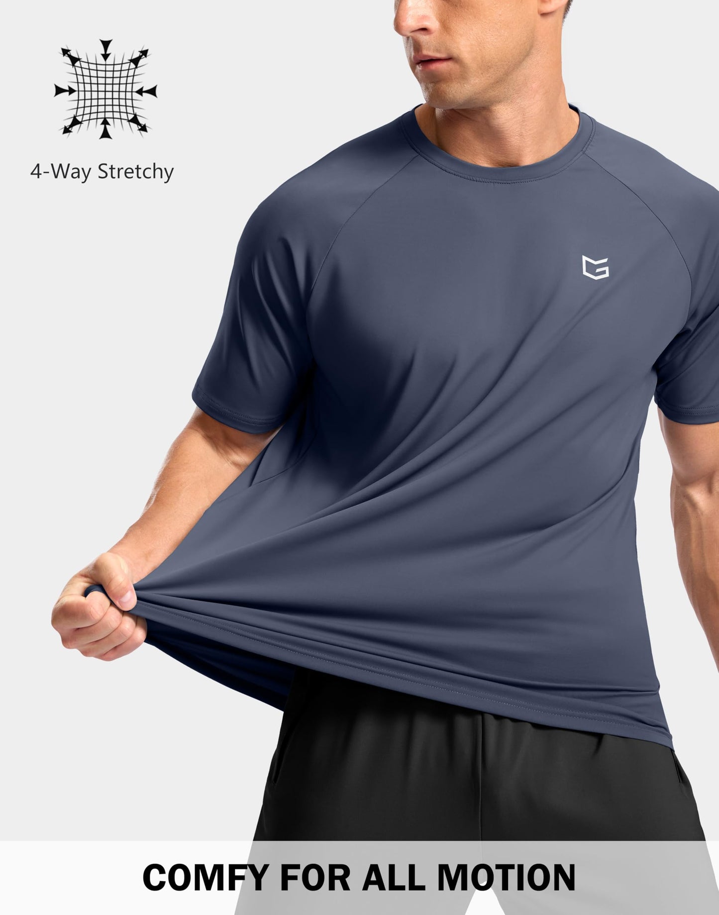 G Gradual Men's Athletic Workout T-Shirts Moisture Wicking Cooling Running Shirts Short Sleeve Performance Tee for Gym Tennis(Dusty Blue,L)