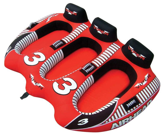 Airhead Viper Towable 1-3 Rider Tube for Boating and Water Sports, Heavy Duty Full Nylon Cover