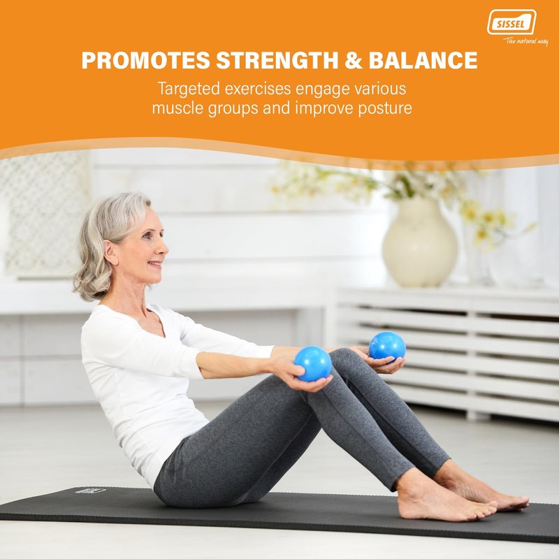 SISSEL Pilates Toning Ball Set of 2, 1 lb Each | Optimal Addition for Balance & Strength | Versatile Training for Arms, Shoulders & Upper Body | Compact & Effective | Color: Blue