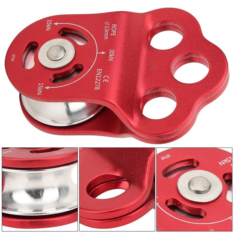 Keenso Climbing Pulley, High Strength Outdoor Tool, Three Hole Single Pulley for Mountaineering, Rock Climbing, and Home Use