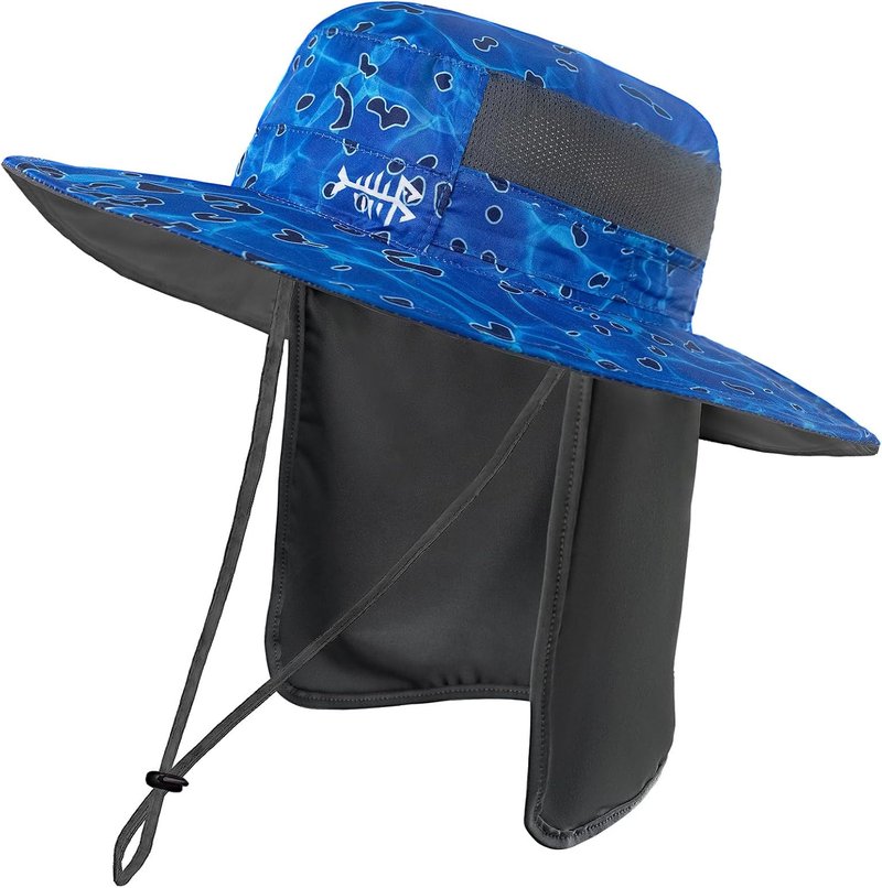 BASSDASH UPF 50+ Sun Fishing Hat - Water Resistant with Detachable Neck Flap for Ultimate Protection
