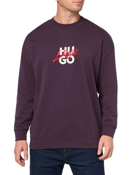 HUGO Script Stack Logo Crewneck Sweatshirt, grape, M