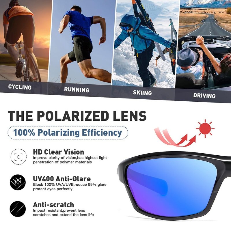 NCLLCE Polarized Sport Sunglasses for Men Women Fishing Driving Cycling Running UV Protection