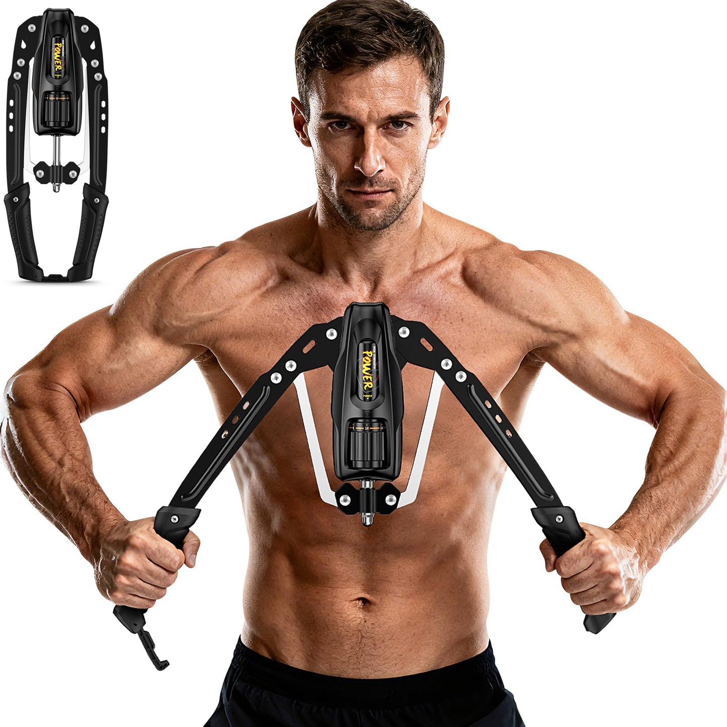 FIAMEARMOR Twister Arm Exerciser - 22-440LBs Adjustable Resistance for Home Gym, Full Body Muscle Trainer for Chest, Shoulder & Arm Strength Building, Portable & Foldable (Black)